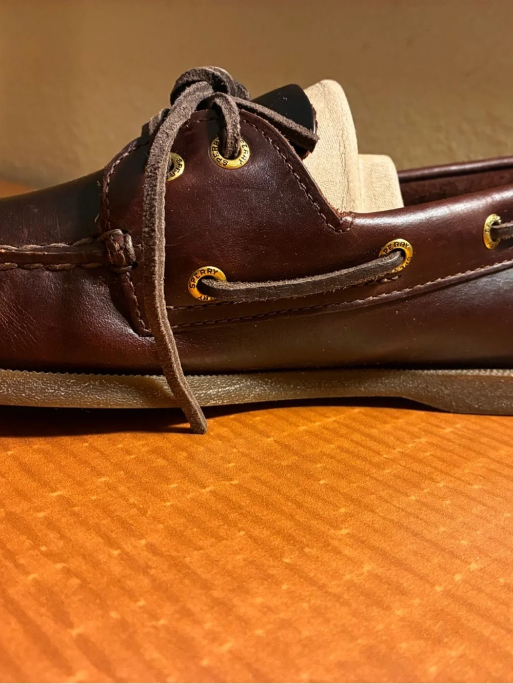 Sperry Chestnut Brown Leather Boat Shoes NEW W/O BOX - Picture 3 of 5